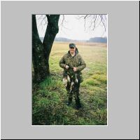 01/19/02 - a wet Neil, 3 mallards & a gadwall